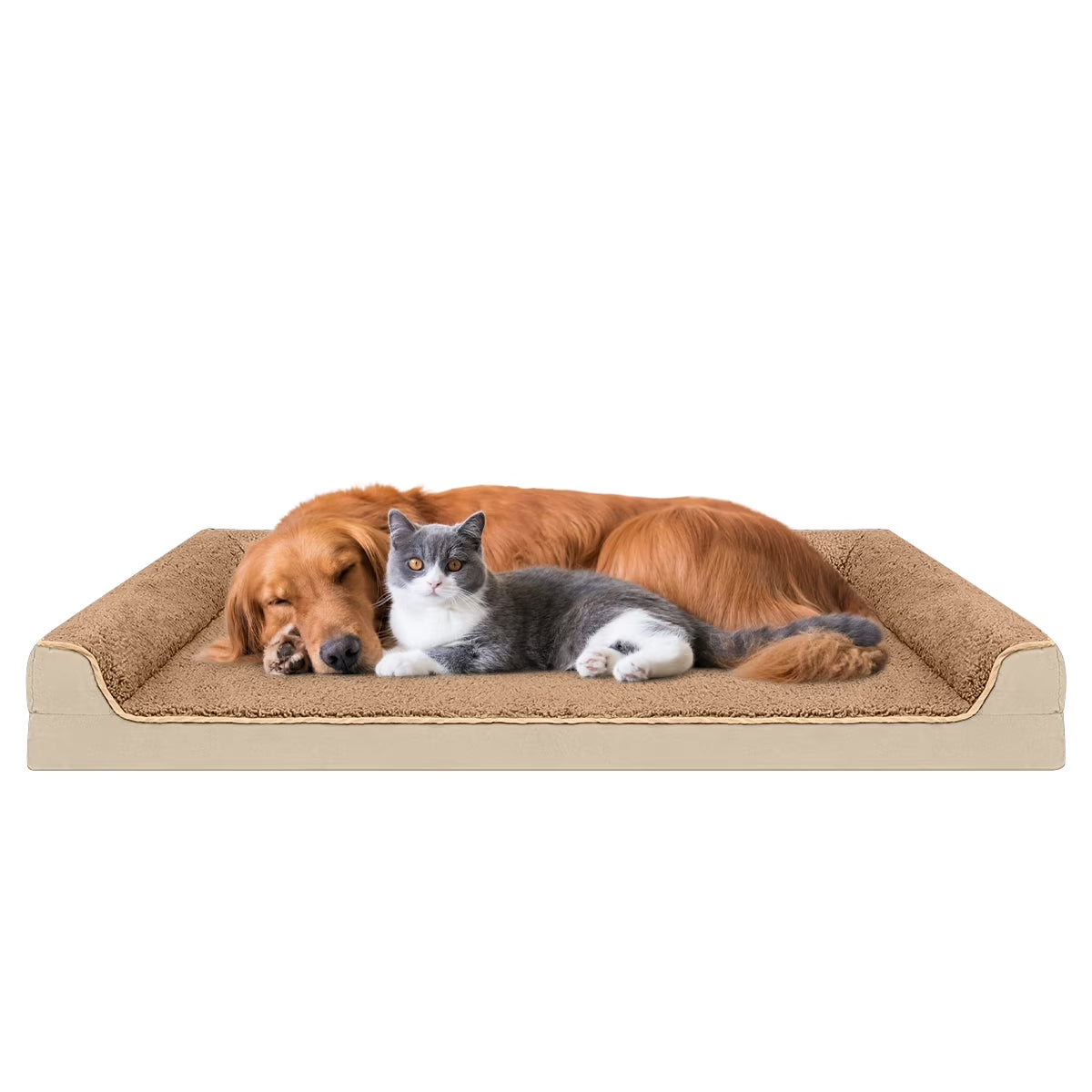 Dog Bed for Large Medium Small Dogs Orthopedic Dog Sofa Bed Non Slip Pet Couch with Removable Washable Cover Supportive Egg Crate Foam S to XL, Khaki