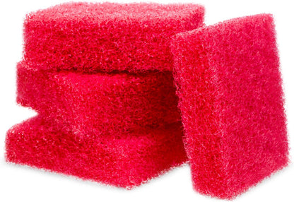 Aquarium Glass Cleaner Sponge - Non-Scratch Aquarium Glass Scrubber - Durable Tank Sponge Cleaner - Ergonomic Fish Tank Pad - Pack of 4, Red, 3.25 in X 3.25 in X 1 In