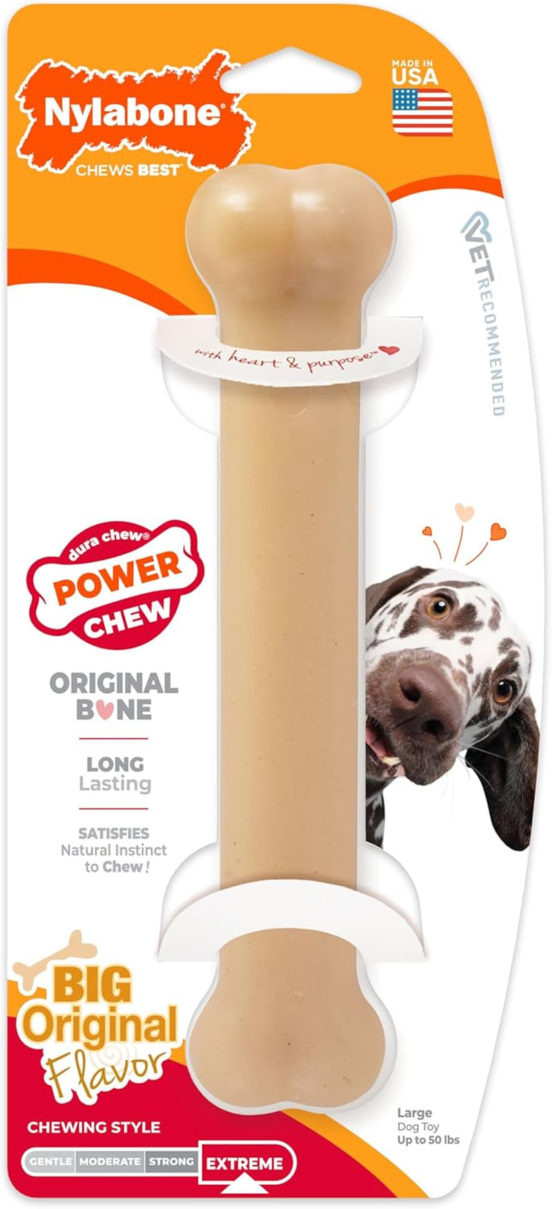 Power Chew Original Bone Dog Chew Toy, Original Flavor, Large | Durable Chew Toys, Long Lasting, Flavor Throughout, Discourages Destructive Chewing, Keeps Dogs Busy, for Dogs up to 50 Lbs