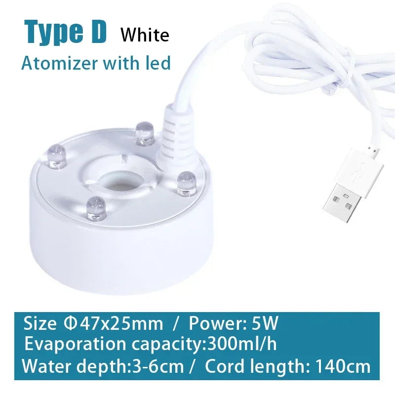 2-IN-1 USB 5V Water Pump Ultrasonic Atomizer Mist Maker Fogger for Pond Garden Rockery Fountain Fish Tank Landscaping Humidifier
