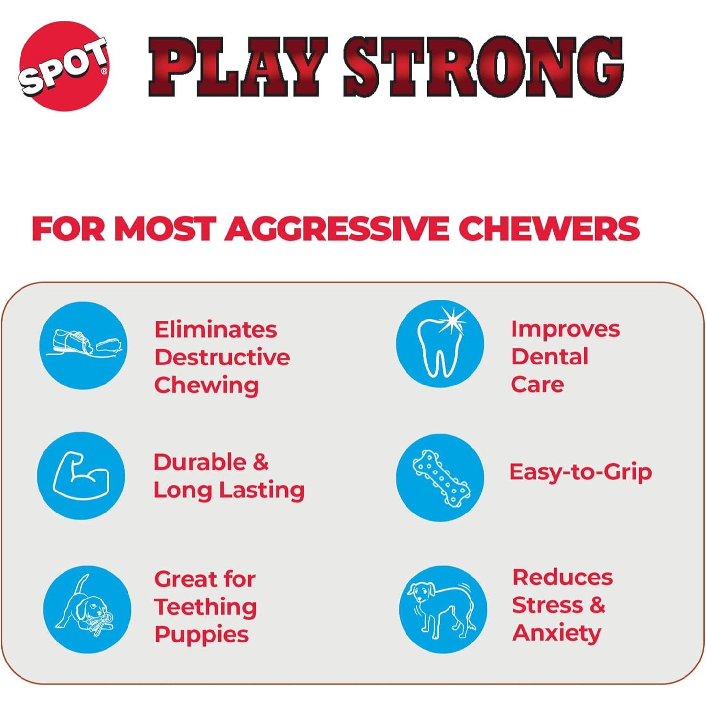Play Strong Rubber Bones for Dogs, Durable S-Shaped Treat To,For Aggressive Chewers, Large Dogs & Puppies up to 90Lbs , 12In