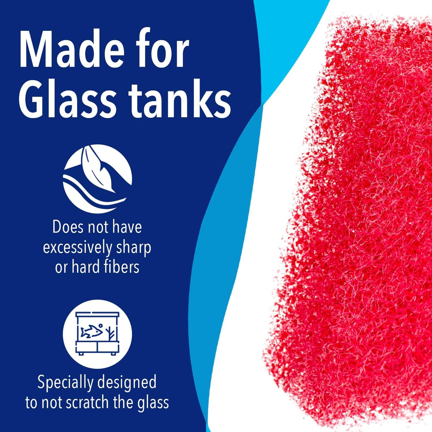 Aquarium Glass Cleaner Sponge - Non-Scratch Aquarium Glass Scrubber - Durable Tank Sponge Cleaner - Ergonomic Fish Tank Pad - Pack of 4, Red, 3.25 in X 3.25 in X 1 In