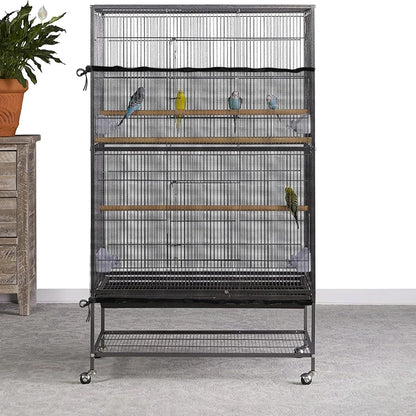 Large Bird Cage Seed Catcher 31 X 118 Inches Adjustable Bird Cage Net Cover Black Bird Cage Cover Elastic Band Mesh Cage Cover Skirt Nylon Mesh for Parakeet Parrot Cages