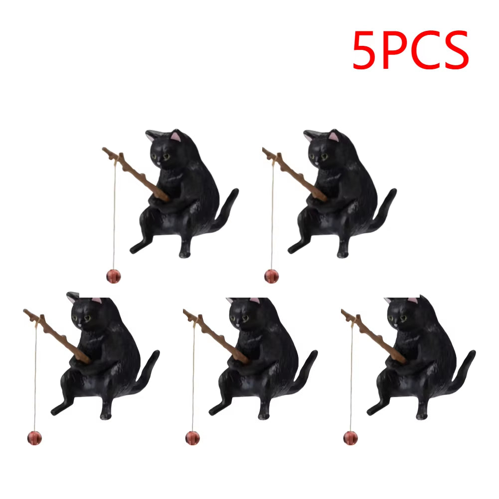 1-5PCS Fishing Cat Aquariums Decorations Fishtanks Hangable Decors Landscape Aquaticpet Fishtank Ornament Desktop Accessories