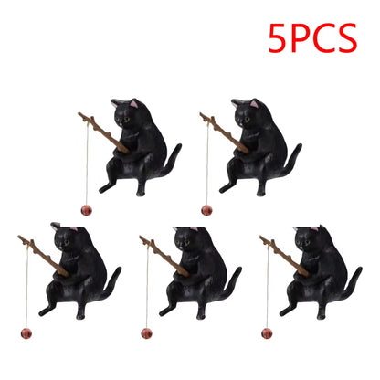 1-5PCS Fishing Cat Aquariums Decorations Fishtanks Hangable Decors Landscape Aquaticpet Fishtank Ornament Desktop Accessories