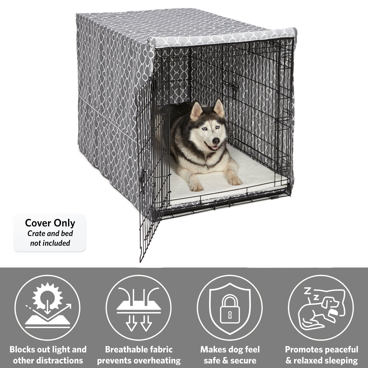 Dog Crate Cover, Gray Geometric Pattern, 48"