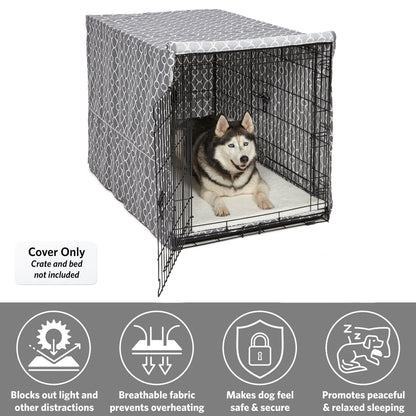 Dog Crate Cover, Gray Geometric Pattern, 48"