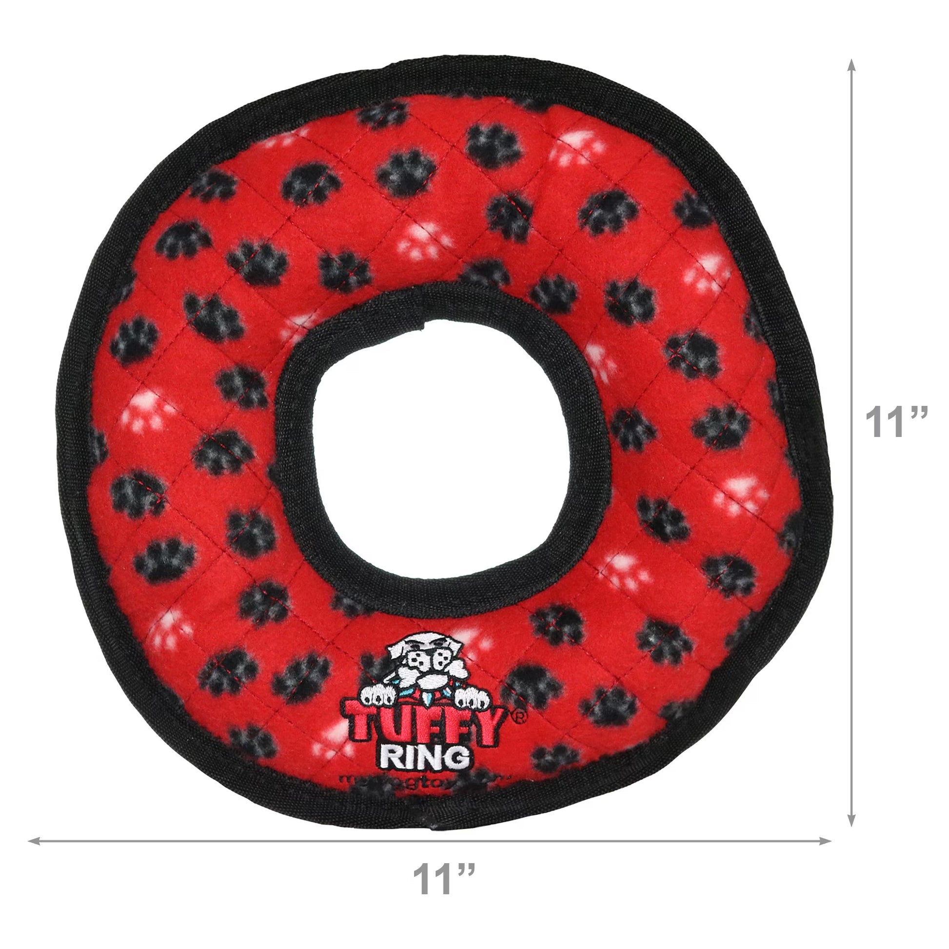 Tuffy Ultimate Ring Red Paw Durable Plush Squeaky Dog Toy