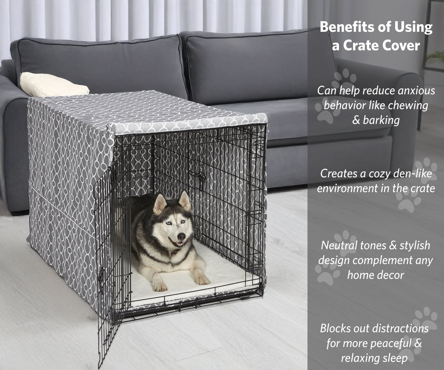 Dog Crate Cover, Gray Geometric Pattern, 48"