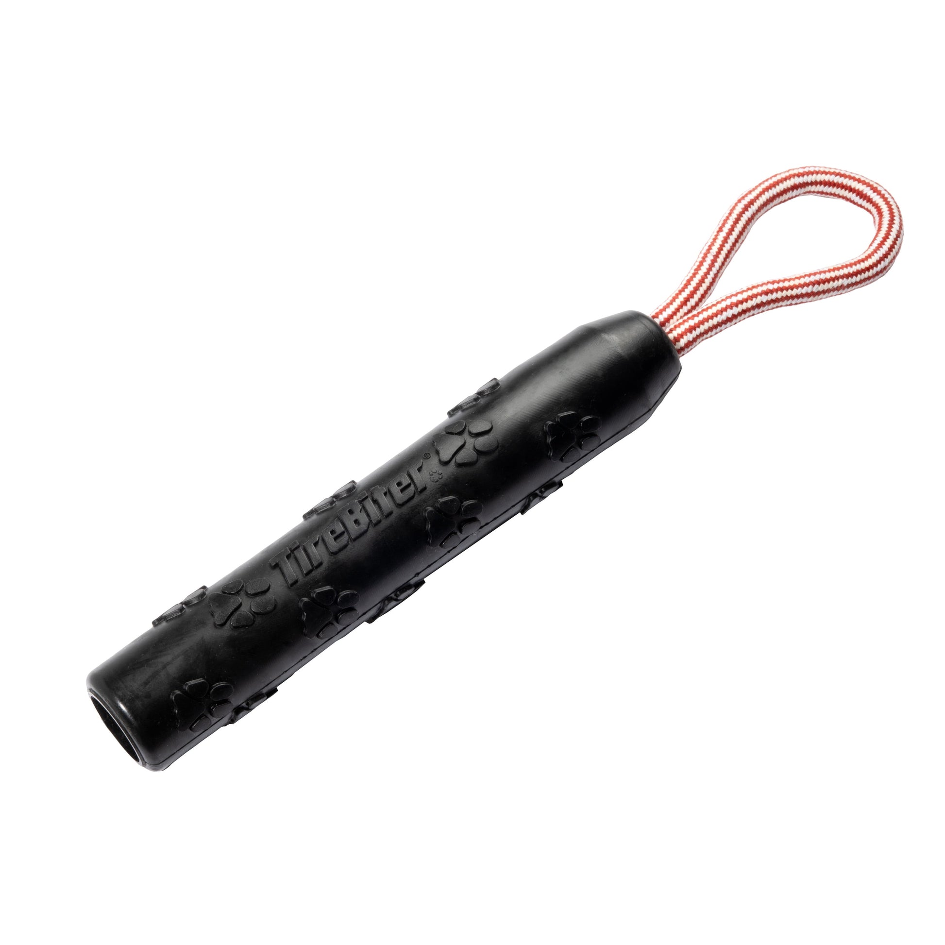 Tirebiter Advanced Retriever Rubber Dog Toy W/Cottonblend Assorted Color Loop Rope Handle, 11"