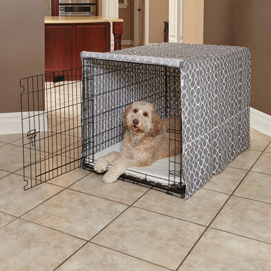 Dog Crate Cover, Gray Geometric Pattern, 48"