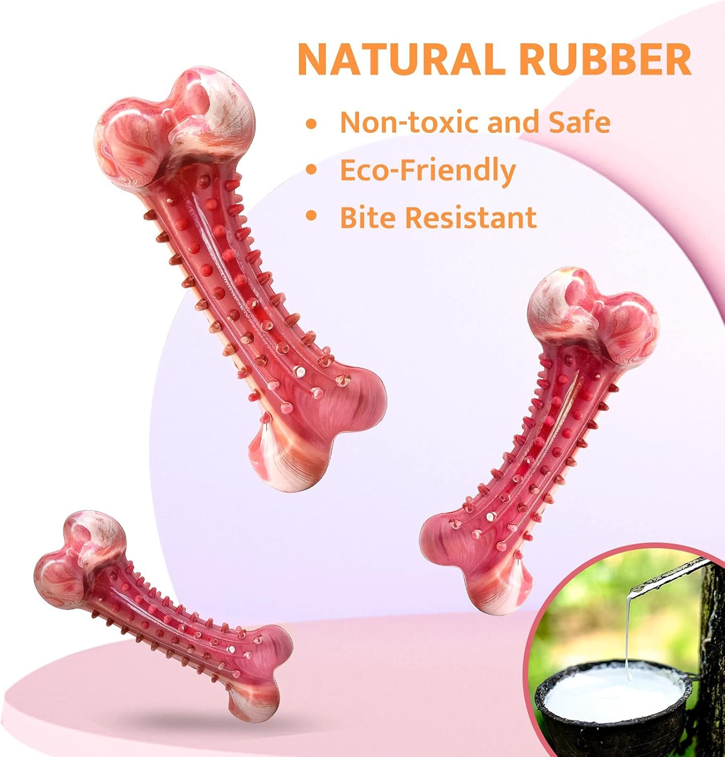 Dog Chew Toys for Aggressive Chewers, Tough Durable Non-Toxic Natural Rubber Dog Bone Toy for Medium Large Dogs, Interactive Dog Toys Teeth Cleaning Puppy Teething Toy, Beef Flavour