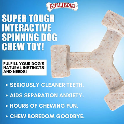 Spin-A-Bone Dog Chew Toy for Dental Health with Bacon Flavor