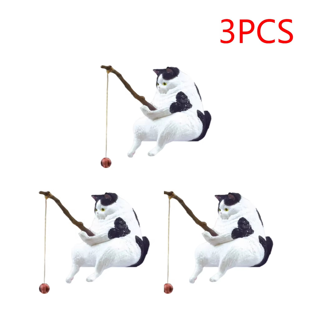 1-5PCS Fishing Cat Aquariums Decorations Fishtanks Hangable Decors Landscape Aquaticpet Fishtank Ornament Desktop Accessories