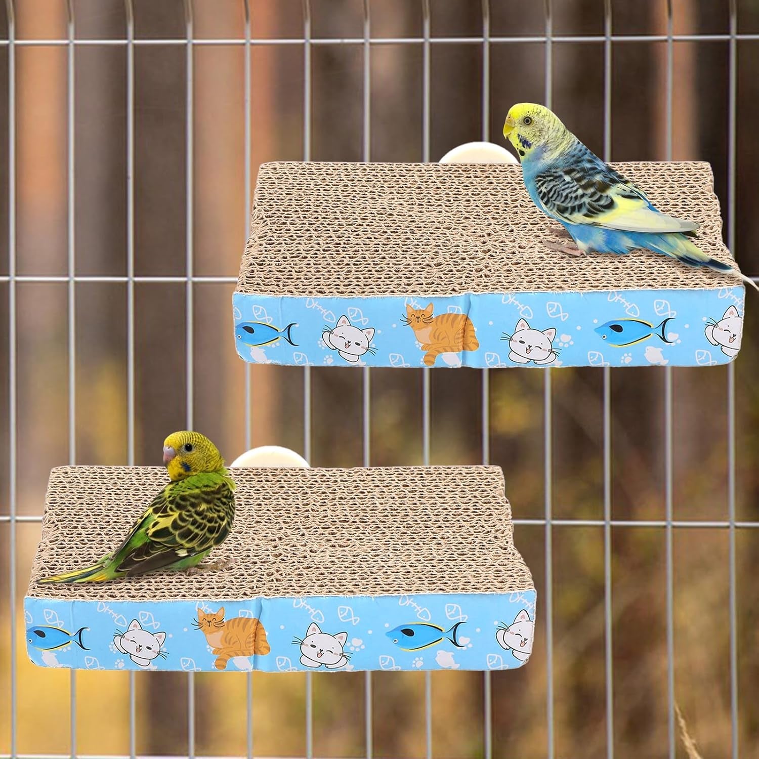 2 PCS Bird Chew Toy Parrot Cage Perch Cardboard Platform Bird Paw Grinding Stand for Cage Birds Resting Platform Stand Parrot Playground Exercise Toys Parakeetscage Accessories (Size M