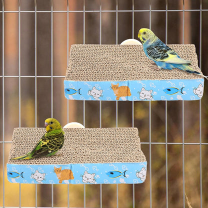 2 PCS Bird Chew Toy Parrot Cage Perch Cardboard Platform Bird Paw Grinding Stand for Cage Birds Resting Platform Stand Parrot Playground Exercise Toys Parakeetscage Accessories (Size M