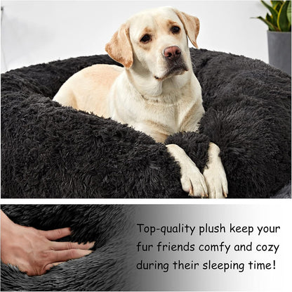 Washable Dog round Bed - Large Donut Dog Bed, Comfy Calming Cuddler
