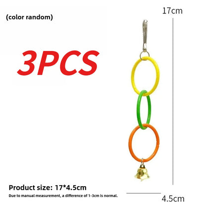 Parrot Swing Toy Bird Cage Toys with Bell Sound Colorful Climbing Ring for Lovebirds Color Ring Grinder Nibble Bird Toy Cage