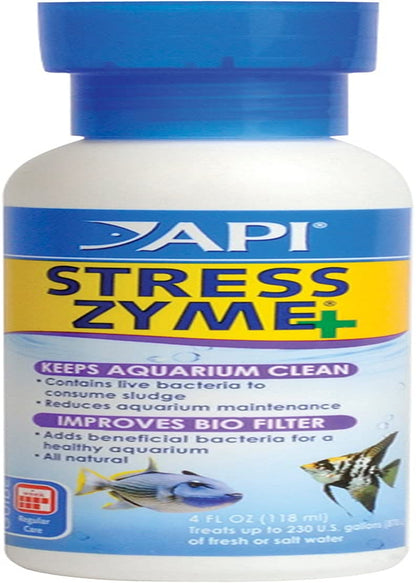 STRESS ZYME Bacterial Cleaner, Freshwater and Saltwater Aquarium Water Cleaning Solution, 4 Oz