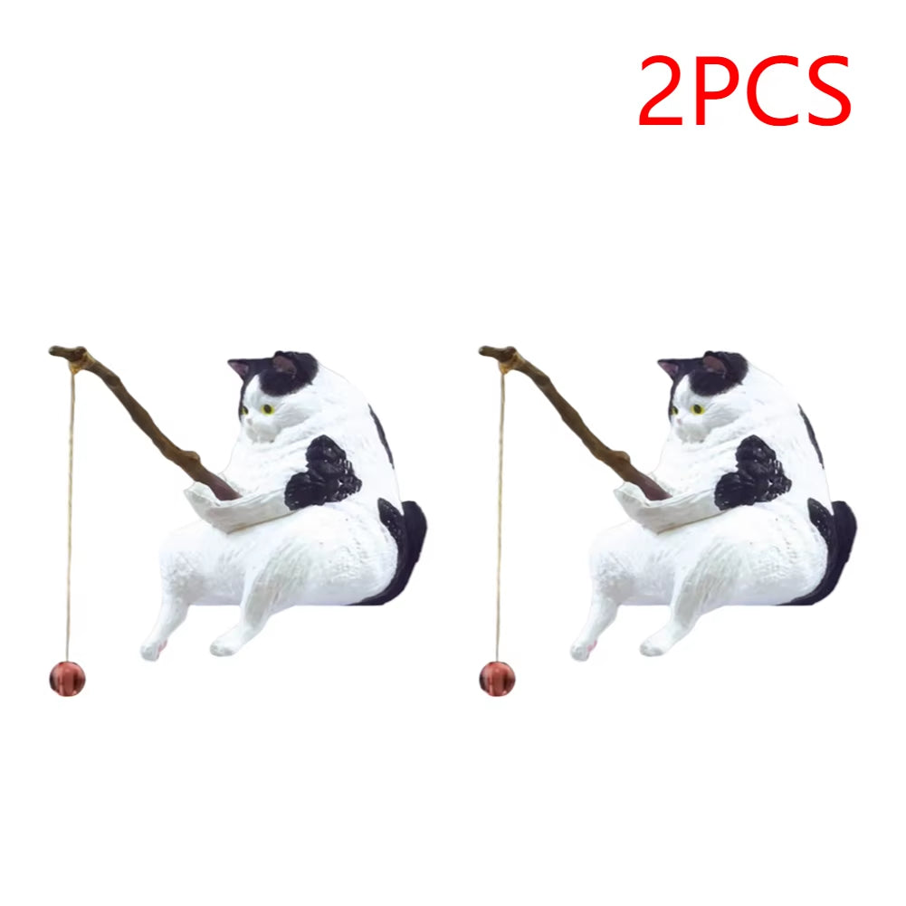 1-5PCS Fishing Cat Aquariums Decorations Fishtanks Hangable Decors Landscape Aquaticpet Fishtank Ornament Desktop Accessories