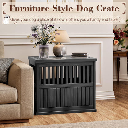 Dog Crate Furniture,Dog Kennel Indoor for Small Dogs,30"X21"X 25" | Heavy Duty Dog Crate Furniture, End Table & TV Stand, Secure Lock, Easy Assembly, Fits Small Dogs, Black