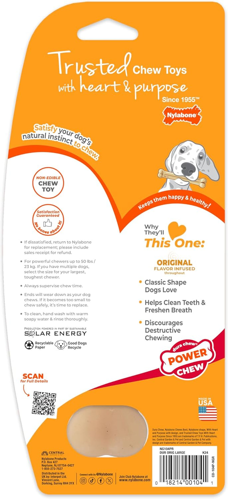 Power Chew Original Bone Dog Chew Toy, Original Flavor, Large | Durable Chew Toys, Long Lasting, Flavor Throughout, Discourages Destructive Chewing, Keeps Dogs Busy, for Dogs up to 50 Lbs