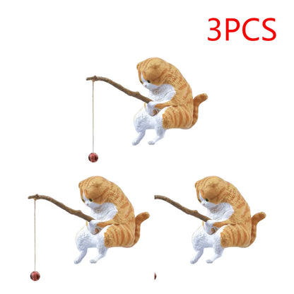 1-5PCS Fishing Cat Aquariums Decorations Fishtanks Hangable Decors Landscape Aquaticpet Fishtank Ornament Desktop Accessories