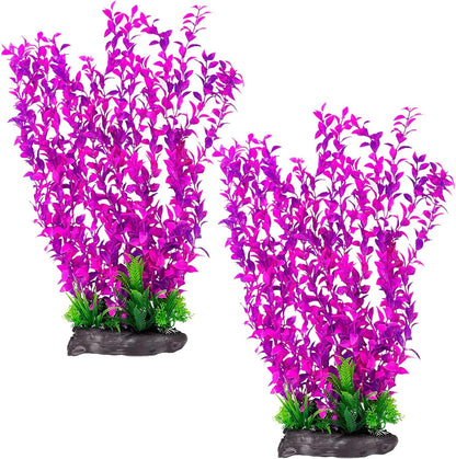Aquarium Plastic Plants Aquarium Decor Artificial Fish Tank Plants,Tall Fish Tank Decorations, Extra Large Aquarium Plant 20.4-Inch Tall,2Pcs