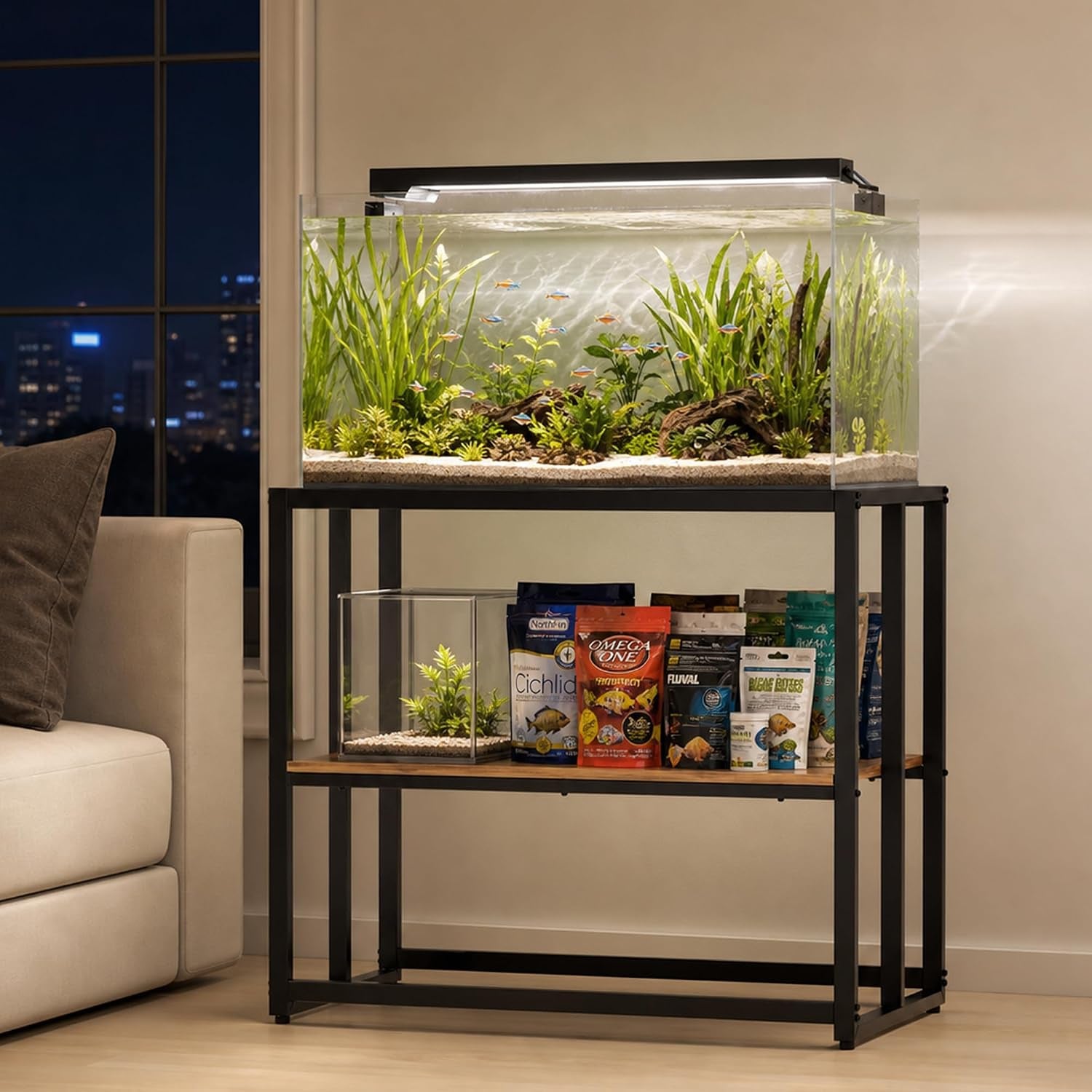 40 Gallon Fish Tank Stand for Aquarium Stand Metal Fish Tank Stand,Brown | Powder Metal Fish Tank Stand 36.6"X18.5"X30"Dual-Layer Design Terrarium Stand Ideal for Home and Office & Small Pet Shop