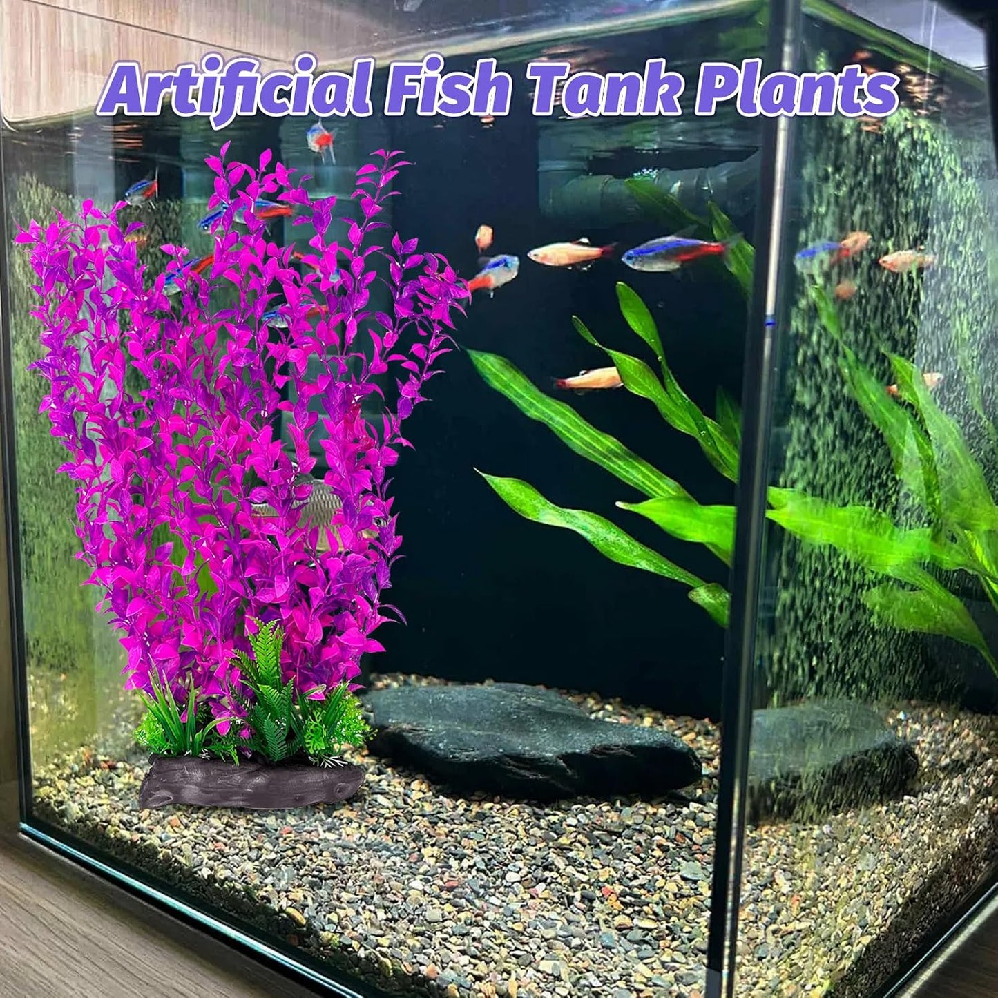 Aquarium Plastic Plants Aquarium Decor Artificial Fish Tank Plants,Tall Fish Tank Decorations, Extra Large Aquarium Plant 20.4-Inch Tall,1Pcs
