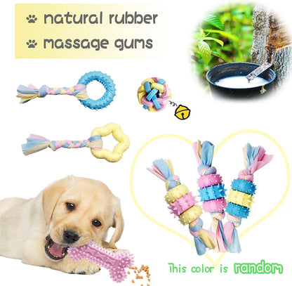 Puppy Chew Toys for Teething Puppy Toys Small Dog Rope Balls for Teething Chew Interactive Teeth Cleaning Tug Toys Storage Baske