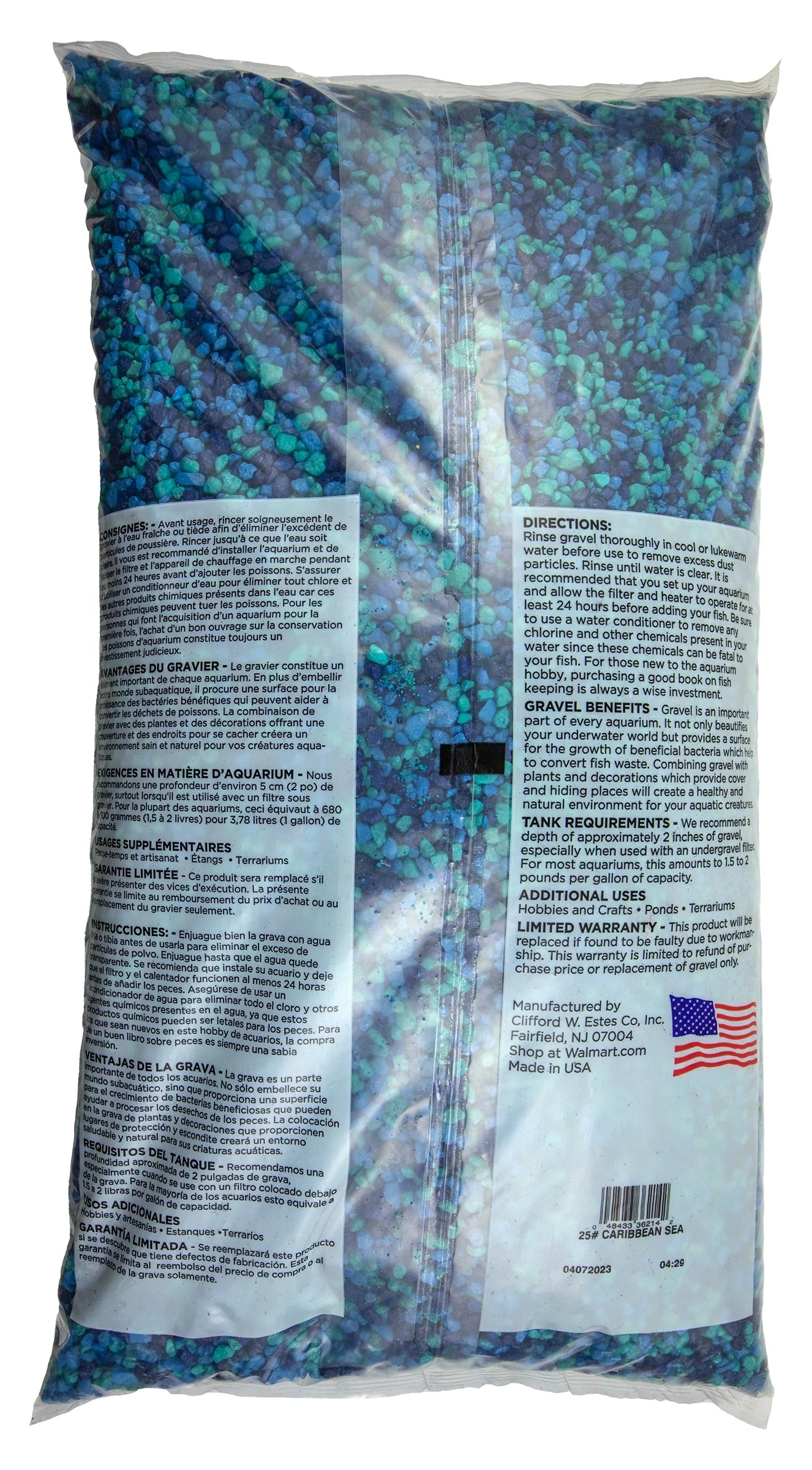 (4 Pack)  Aquarium Gravel, Caribbean, 25 Lb