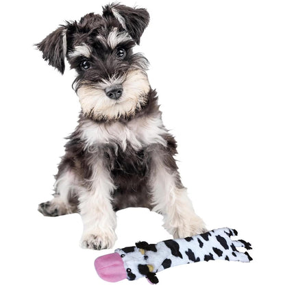 Skinneeez Crinkle Dog Toy, Stuffing-Free Cow Toy with Squeaker for Small Dogs and Puppies,For Moderate Chewers 14 Inch