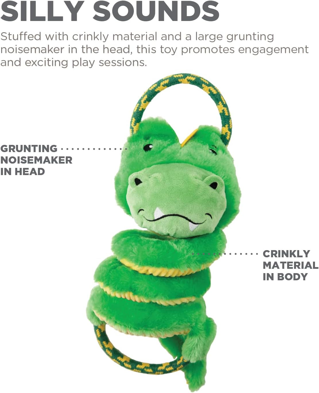 Charming Pet Springys Gator Plush Dog Tug Toy