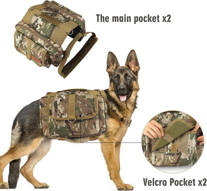 Dog Backpacks Pet Harness Carrier Travel Camping Hiking Backpack Saddle Bag with Dog Leash Adjustable Free Size for Medium & Large Dog