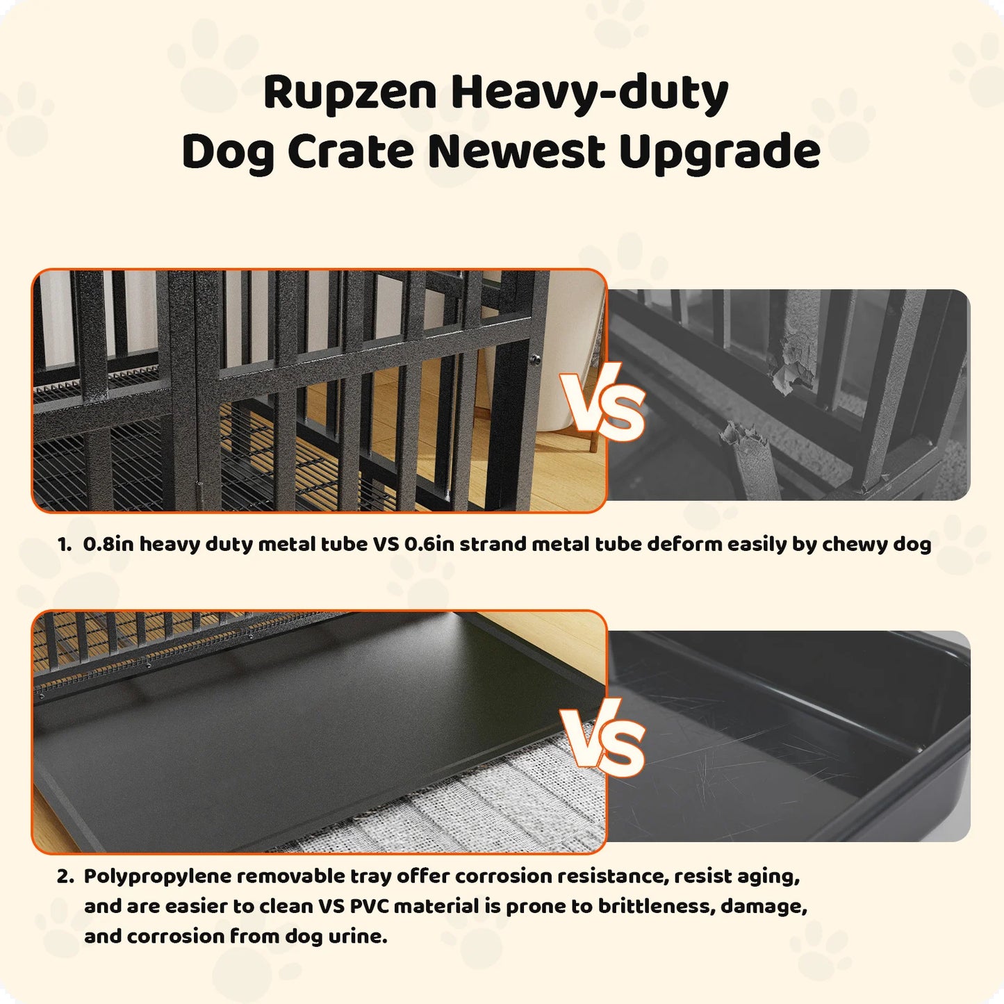 54 Inch Heavy Duty Indestructible Dog Crate Steel Escape Proof Dog Cage Kennel for Medium Large Dogs Indoor Double Door High Anxiety Dog Crate with Wheels, Lock& Removable Tray, Black