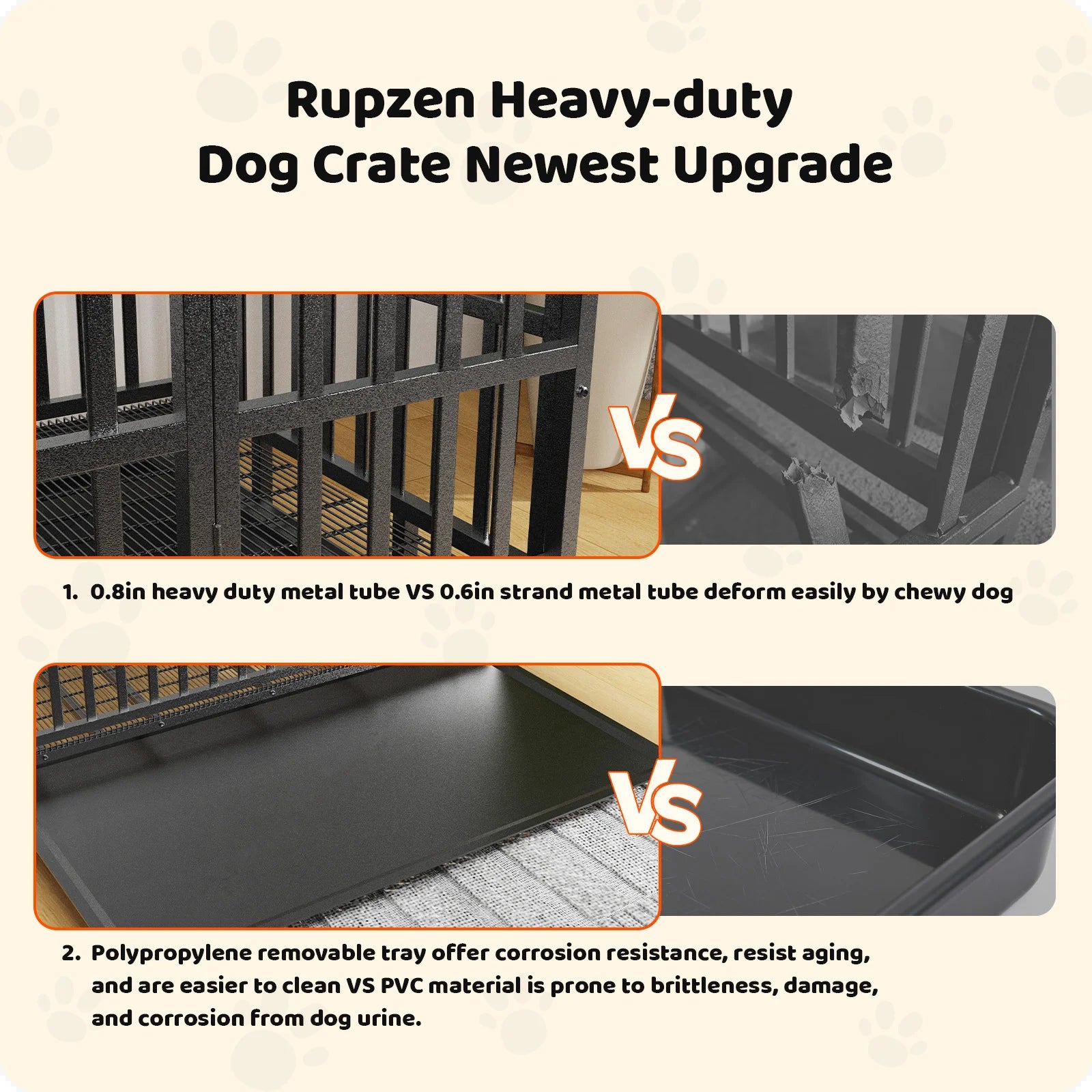 54 Inch Heavy Duty Indestructible Dog Crate Steel Escape Proof Dog Cage Kennel for Medium Large Dogs Indoor Double Door High Anxiety Dog Crate with Wheels, Lock& Removable Tray, Black