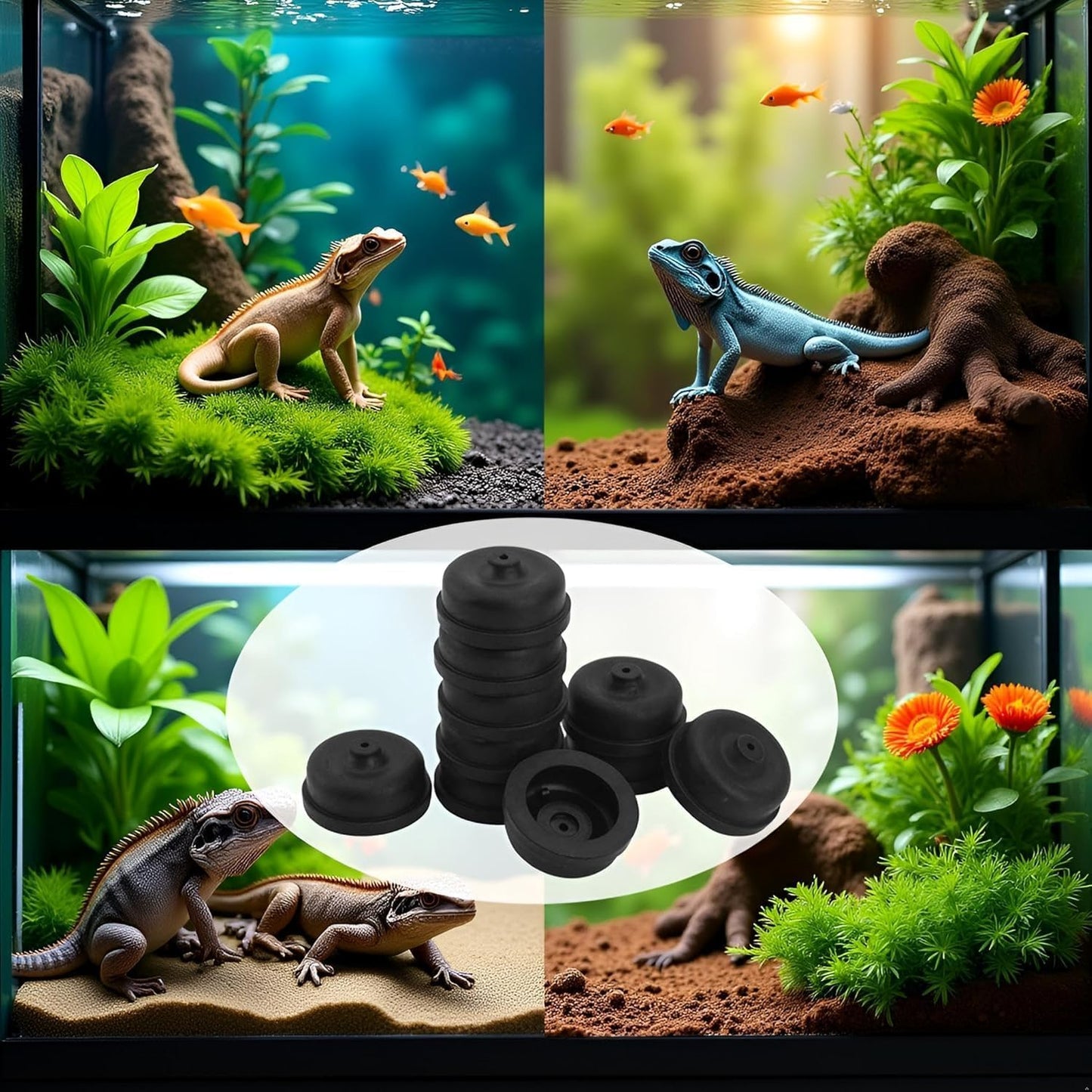 10 Pcs Black Aquarium Air Pump Diaphragm, Aquarium Diaphragm Air Pump Accessories EPDM Rubber Oxygen Pump Replacement Parts for Aquarium Fishing Oxygen Pump,Aquarium Pumps and Filters