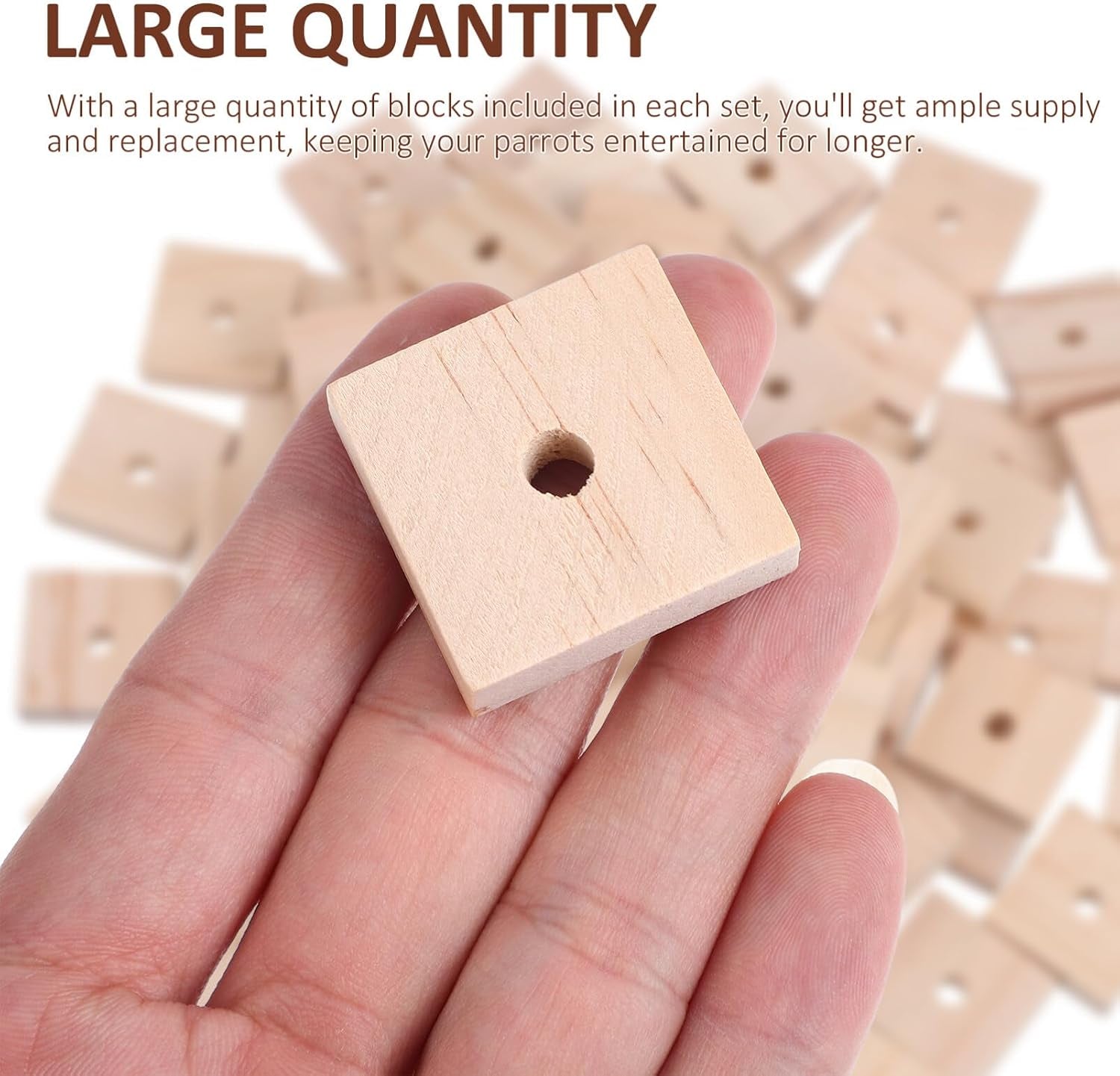 Parrot Toys: 100PCS Wooden Chewing Blocks, Thick Natural Wood for Bird Chew Training, DIY Cage Toys for Parakeet Budgie Conure Macaw Cockatoo