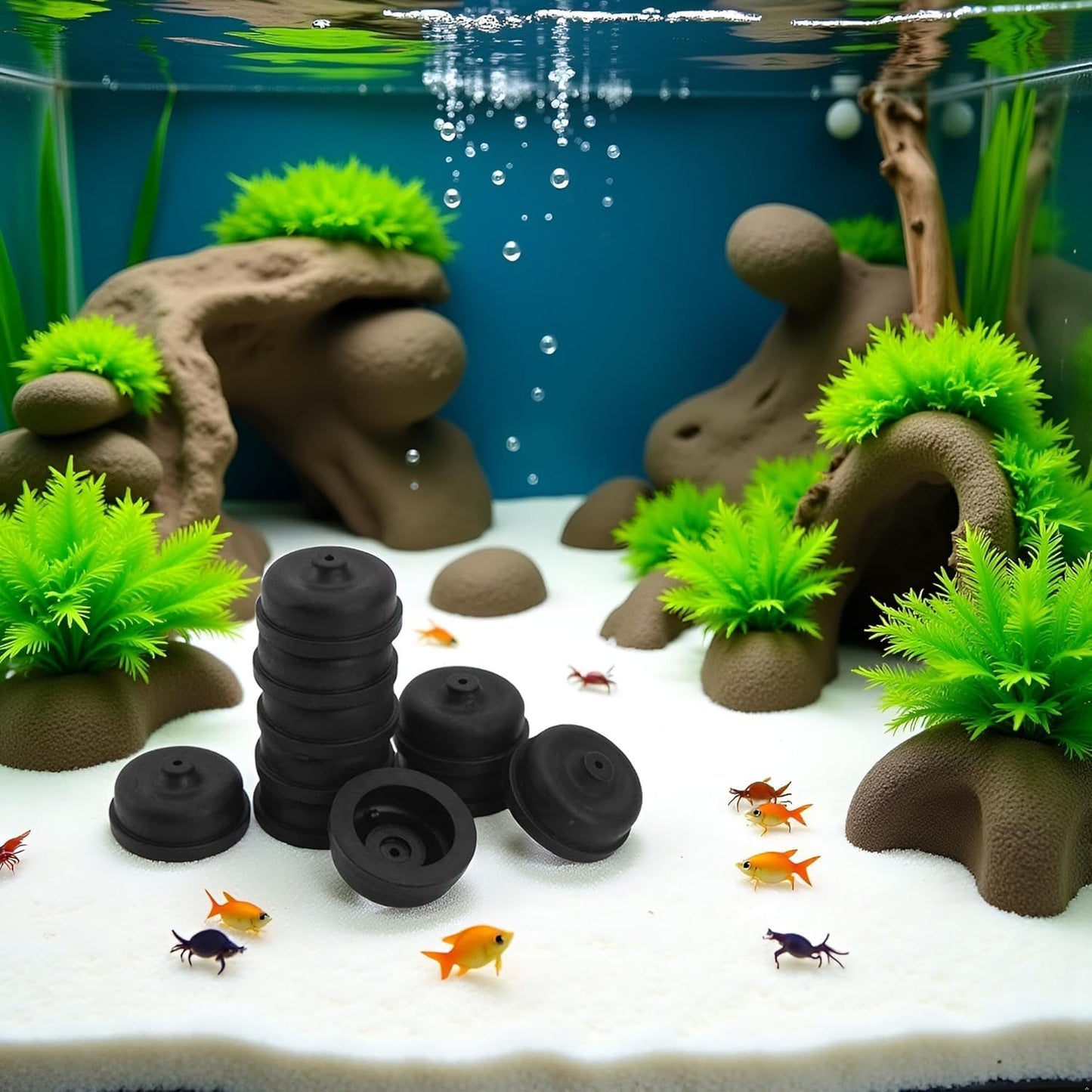 10 Pcs Black Aquarium Air Pump Diaphragm, Aquarium Diaphragm Air Pump Accessories EPDM Rubber Oxygen Pump Replacement Parts for Aquarium Fishing Oxygen Pump,Aquarium Pumps and Filters