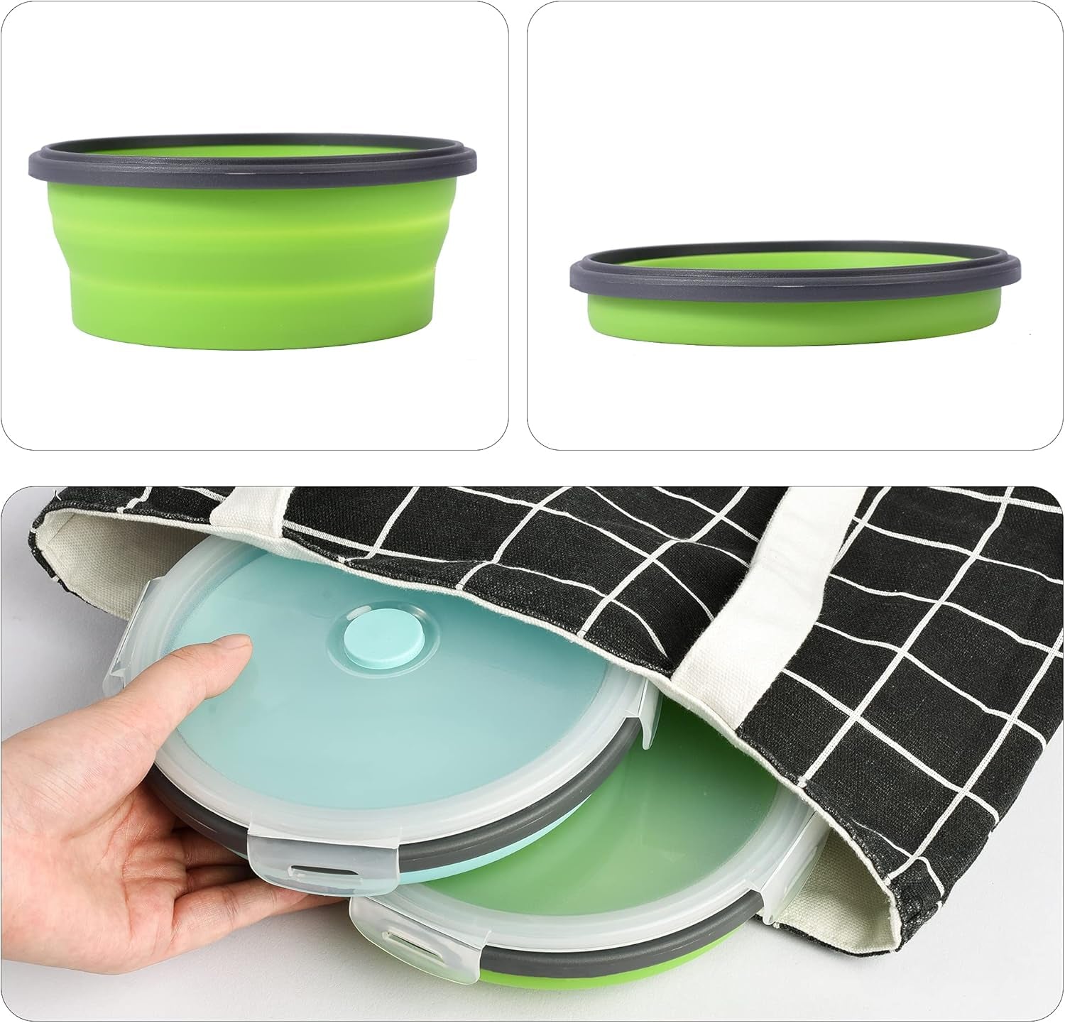 Collapsible Dog Bowls with Lids, 2 Pack Travel Dog Bowls for Small Size Dogs, Silicone Portable Dog Food Bowls Water Cup Cat Bowls Dish for Camping Traveling Walking, 12 Oz 350Ml