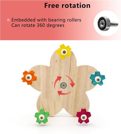Bird Rotating Perch Toy, Wooden Ferris Wheel Parrot Toy | 5 Perches, Durable, for Parakeet, Cockatiel, Budgerigar, Conures, Lovebirds, Bird Cage Accessories