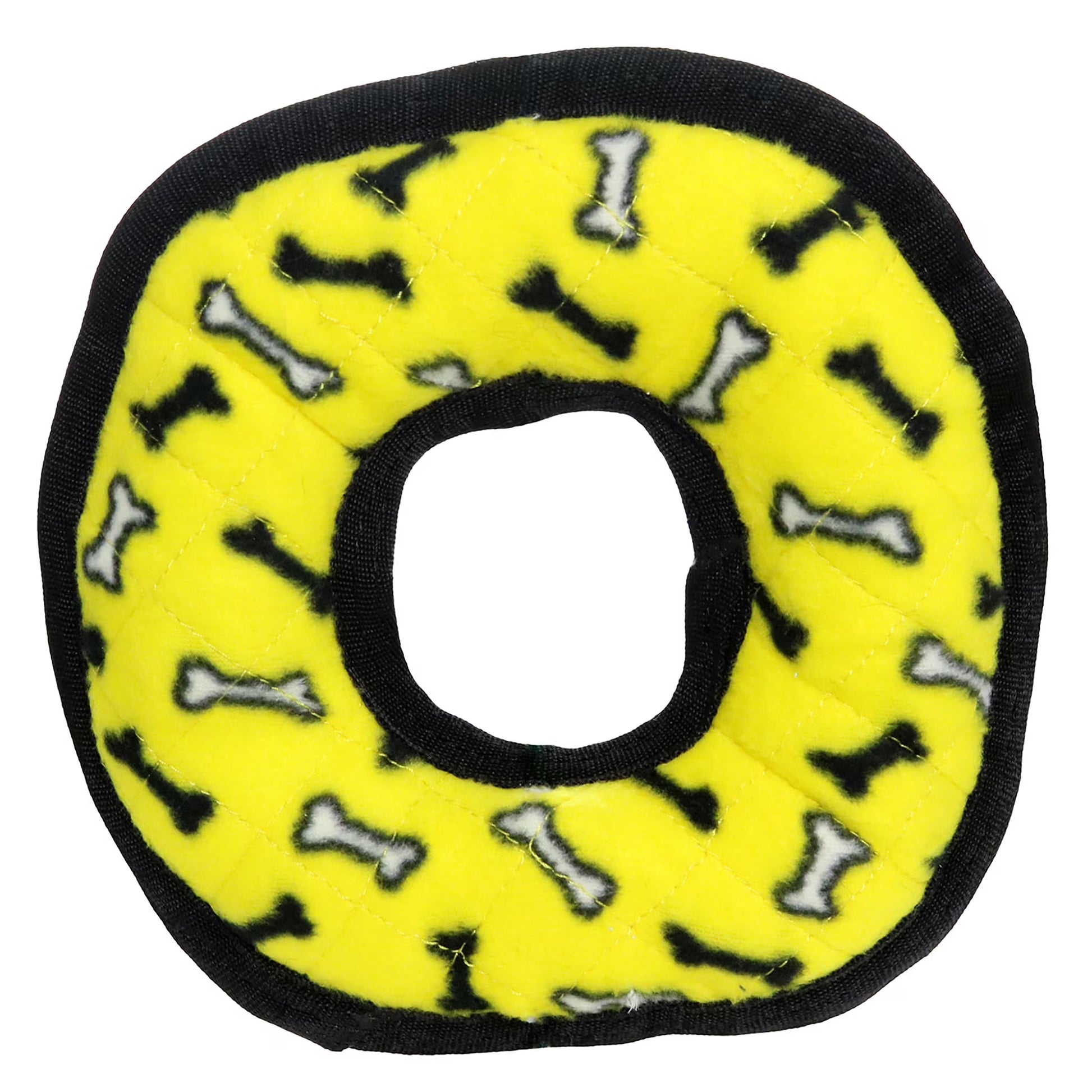 Tuffy Medium Ring Yellow Bone Durable Plush Squeaky Dog Toy