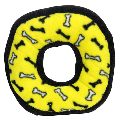 Tuffy Medium Ring Yellow Bone Durable Plush Squeaky Dog Toy