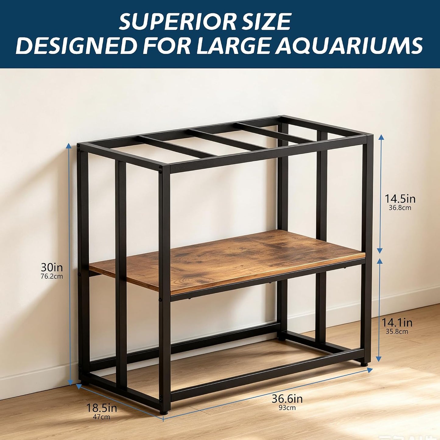 40 Gallon Fish Tank Stand for Aquarium Stand Metal Fish Tank Stand,Brown | Powder Metal Fish Tank Stand 36.6"X18.5"X30"Dual-Layer Design Terrarium Stand Ideal for Home and Office & Small Pet Shop