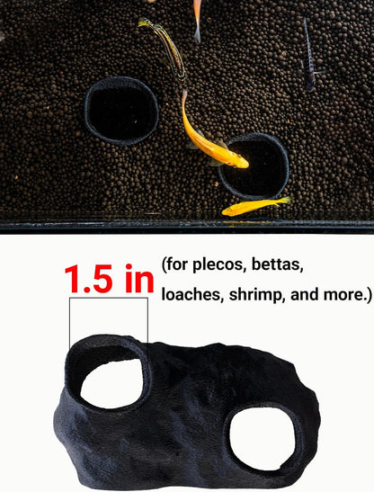 Dual-Entrance Rock-Texture Cave – Fish Tank Decor & Aquarium Cave with 2 Tunnels, Pleco Cave 6×3.4×2.3In