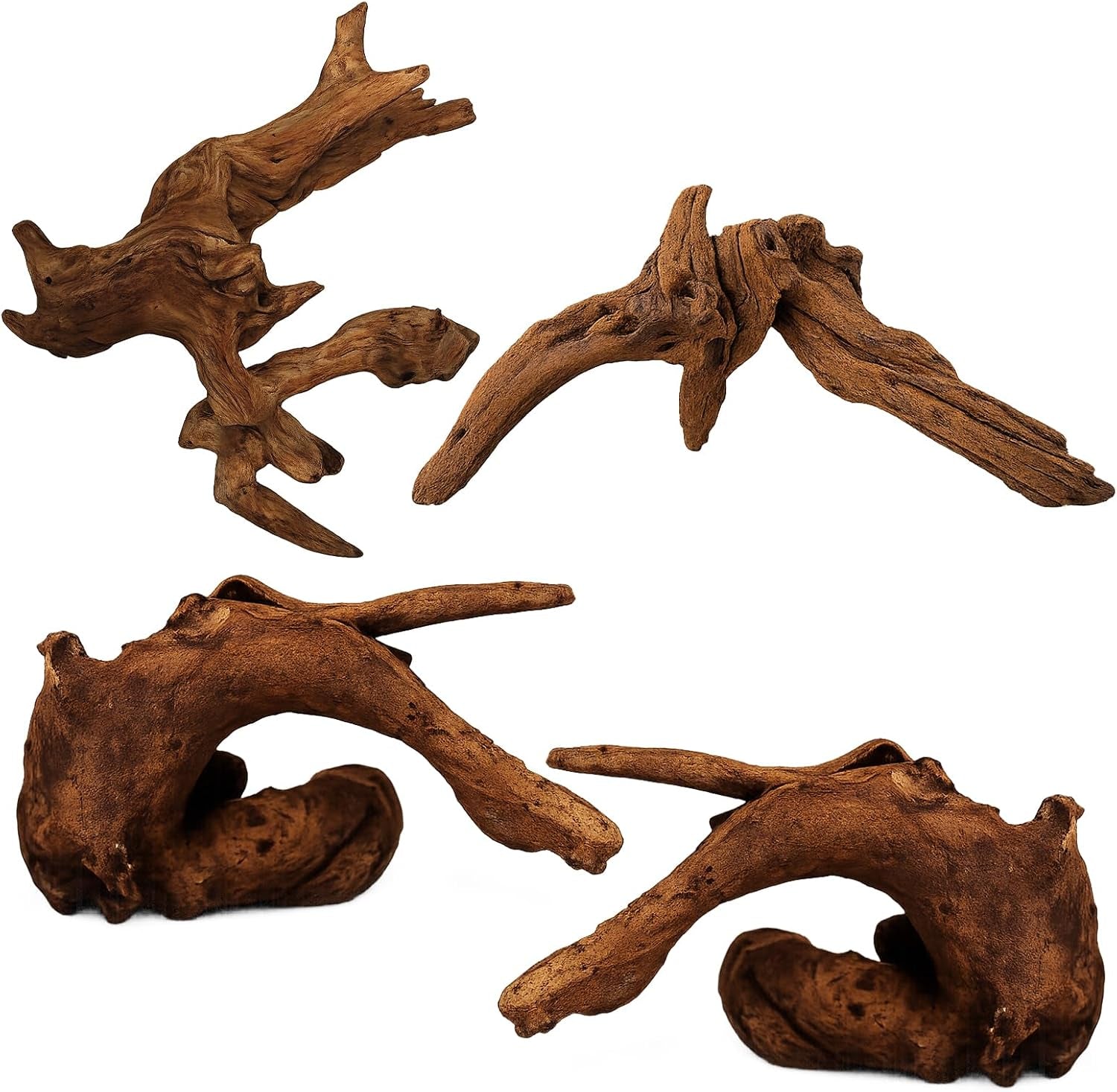 4PCS Driftwood for Aquarium, 1.96''-5.91'' Aquarium Driftwood, Fish Tank Driftwood, Ideal for Fish Tanks, Freshwater Aquariums, Terrariums（Random Style）