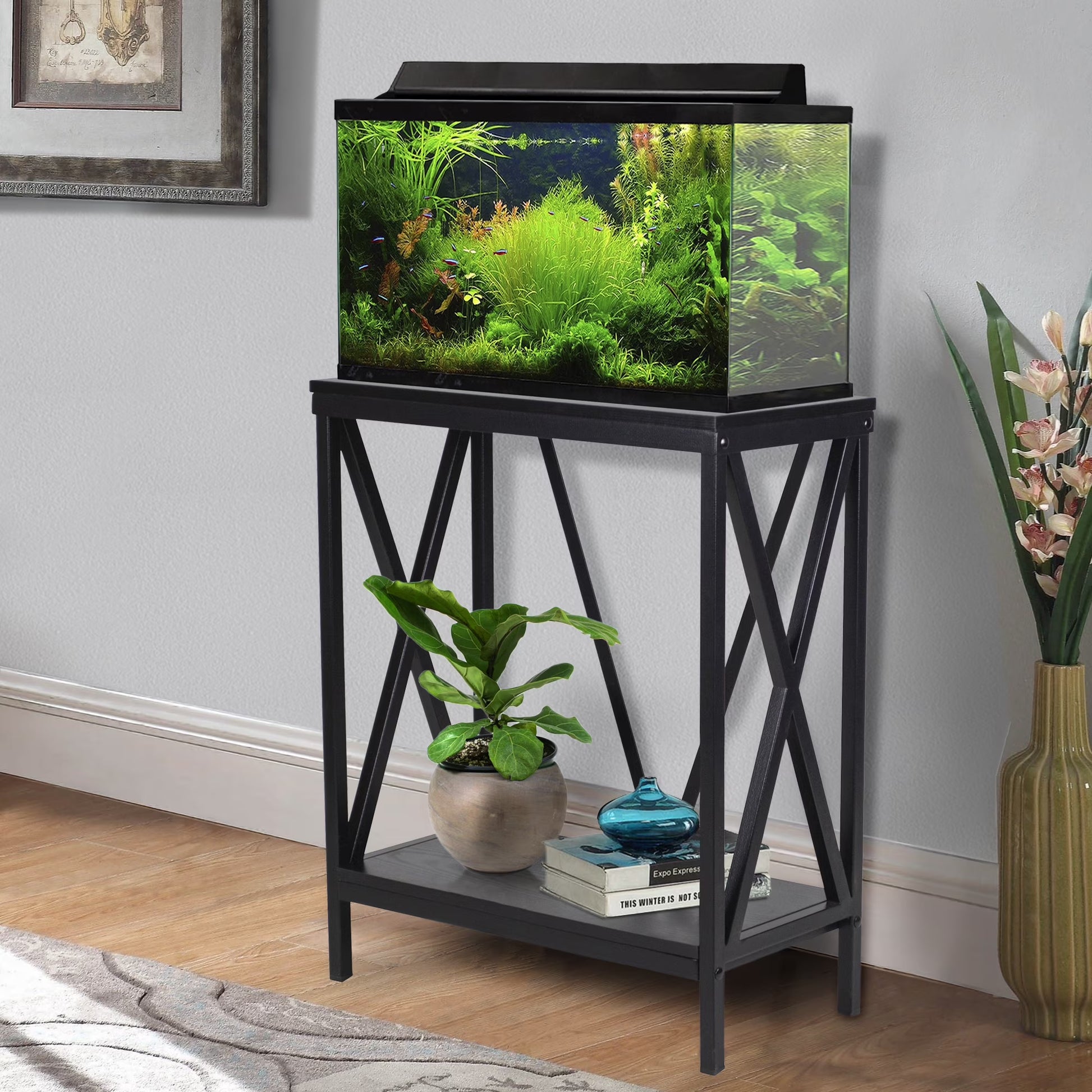 20 Gallon Wood + Metal Aquarium Stand