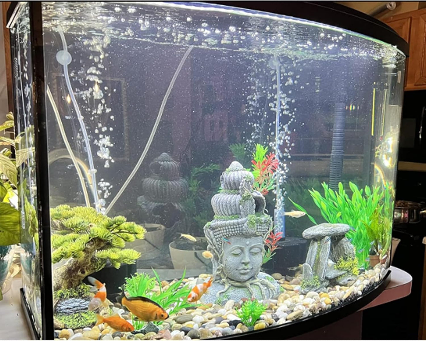 Aquarium Buddha Head Statue Decor Betta Resin Hideout Cave Fish Tank Accessories Sleep Rest Conceal Breed for Fish Shrimp Reptile Amphibian (1 PCS)