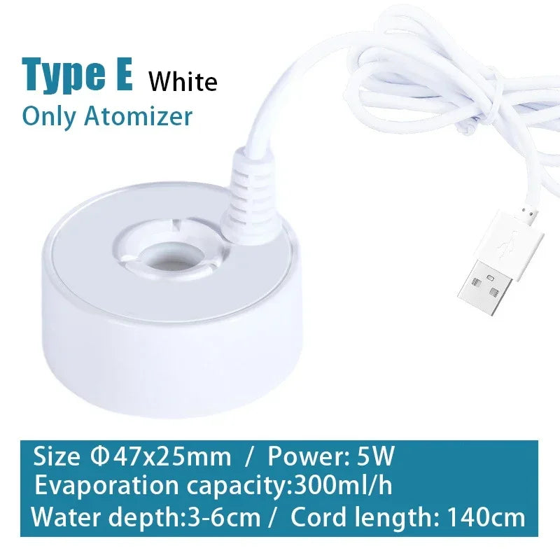 2-IN-1 USB 5V Water Pump Ultrasonic Atomizer Mist Maker Fogger for Pond Garden Rockery Fountain Fish Tank Landscaping Humidifier